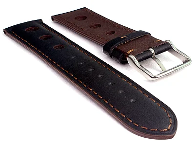 (image for) Racing Style Leather Watch Band Tempo Dark Brown/Brown 24mm (1)