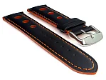 (image for) Racing Style Leather Watch Band Tempo Black/Orange 22mm