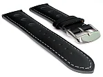 (image for) Racing Style Leather Watch Band Tempo Black/Grey 22mm
