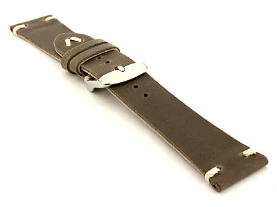 (image for) Genuine Leather Watch Strap in Oldfangled Style Texas Dark Brown 20mm (2)