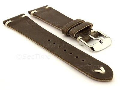 (image for) Genuine Leather Watch Strap in Oldfangled Style Texas Dark Brown 22mm