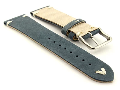 (image for) Genuine Leather Watch Strap in Oldfangled Style Texas Blue 18mm (1)