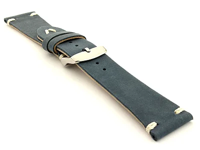 (image for) Genuine Leather Watch Strap in Oldfangled Style Texas Blue 18mm (2)