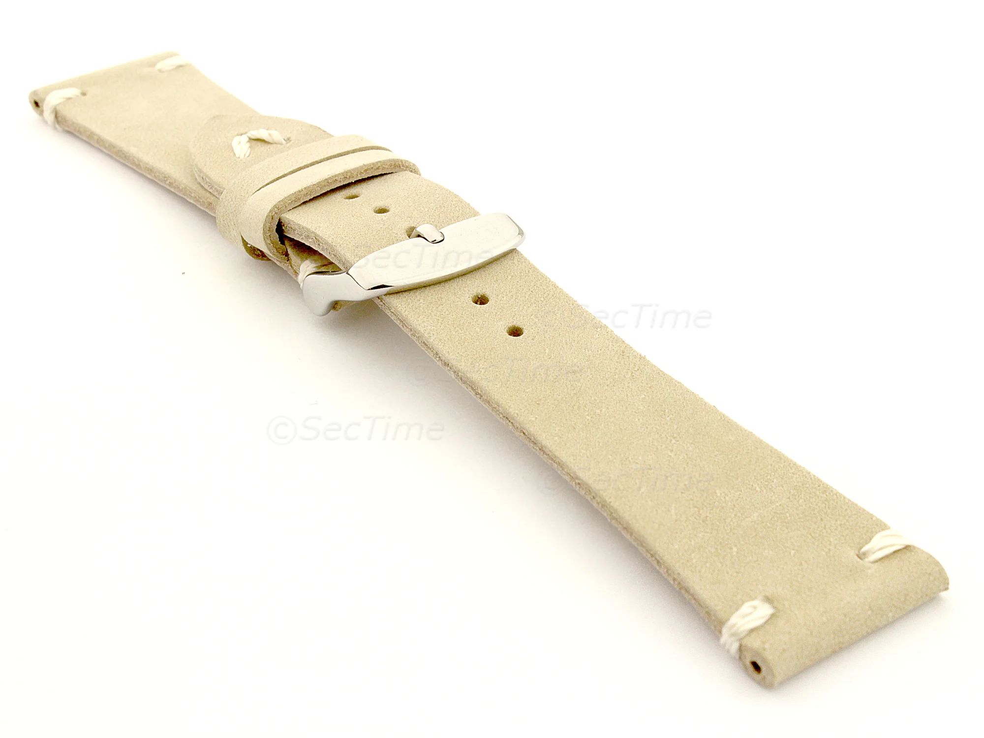 (image for) Genuine Leather Watch Strap in Oldfangled Style Texas Beige 18mm (2)