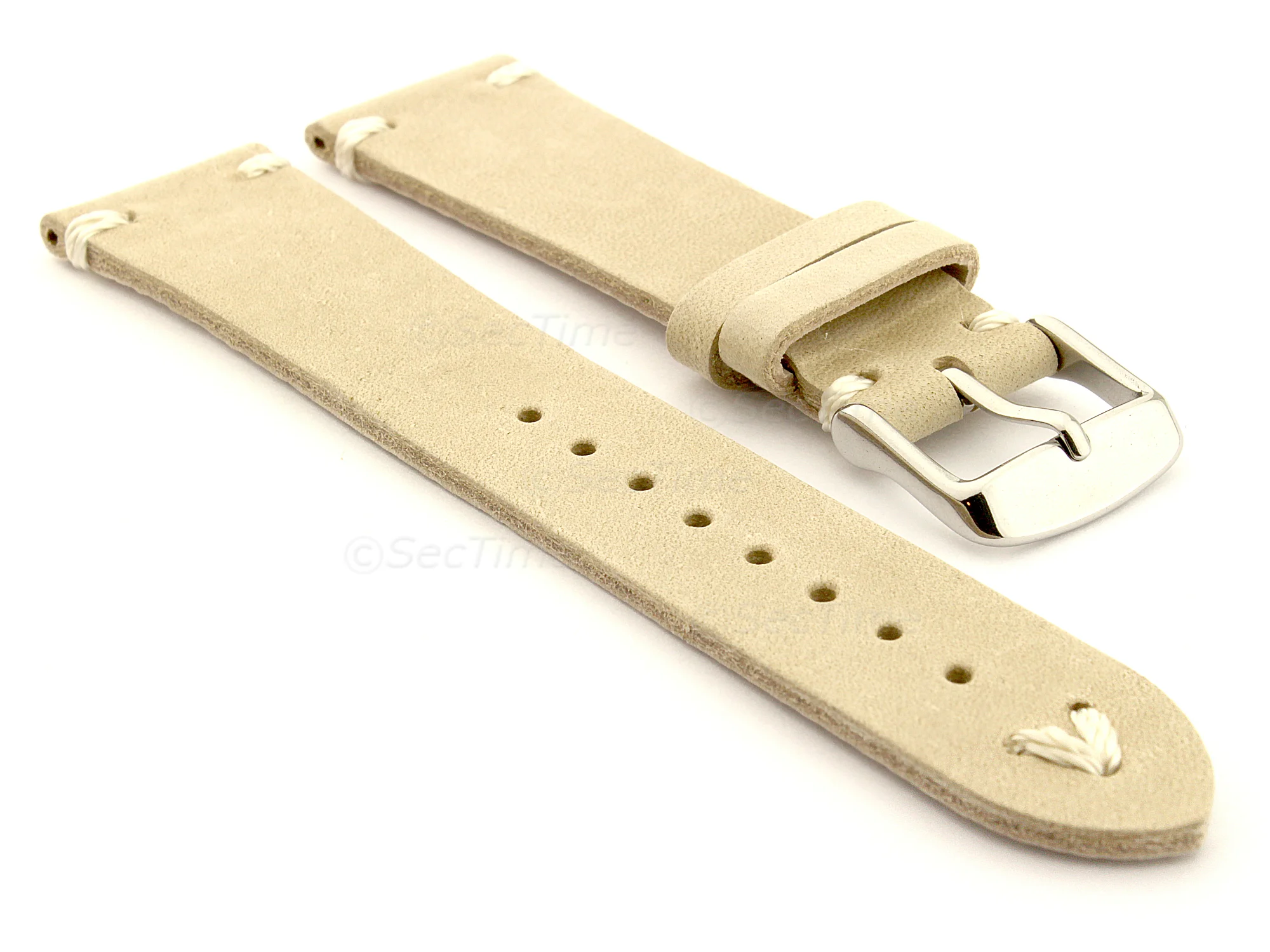 (image for) Genuine Leather Watch Strap in Oldfangled Style Texas Beige 18mm