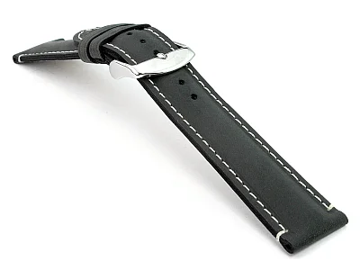 (image for) Genuine Leather Watch Strap Band Tourist Black 20mm (2)