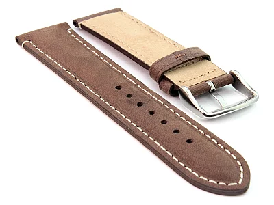 (image for) Genuine Leather Watch Strap Band Tourist Dark Brown 20mm (1)