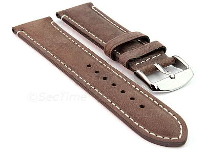 (image for) Genuine Leather Watch Strap Band Tourist Dark Brown 22mm