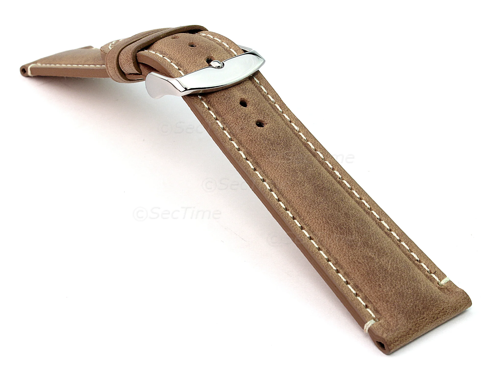 (image for) Genuine Leather Watch Strap Band Tourist Brown 24mm (2)