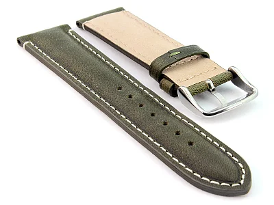 (image for) Genuine Leather Watch Strap Band Tourist Green (semi-matte) 18mm (1)