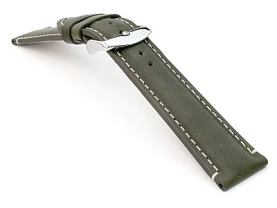 (image for) Genuine Leather Watch Strap Band Tourist Green (semi-matte) 18mm (2)
