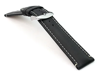 (image for) Genuine Leather Watch Strap Band Tourist Black (semi-matte) 18mm (2)