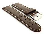 (image for) Leather Watch Strap Twister Dark Brown / White 20mm