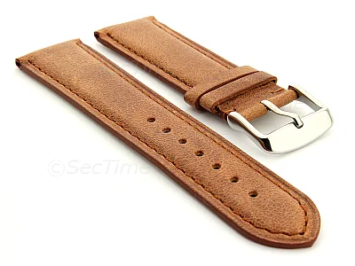 (image for) Leather Watch Strap Twister Brown / Brown 21mm