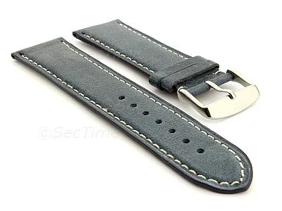 (image for) Leather Watch Strap Twister Blue / White 22mm