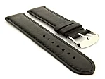 (image for) Extra Long Genuine Leather Watch Strap Twister Black / Black 24mm