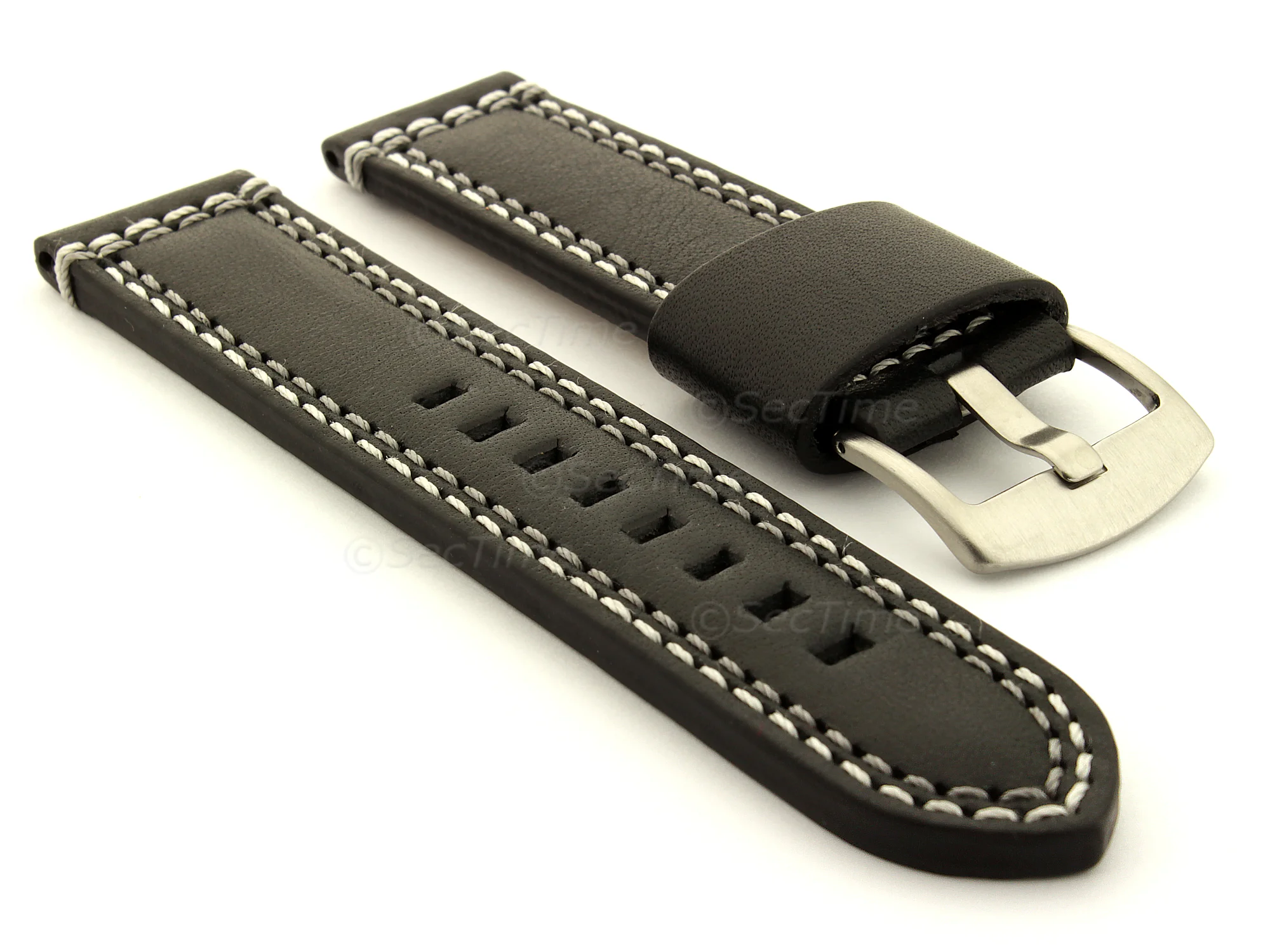 (image for) Genuine Leather Watch Strap Valentin Black 22mm