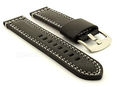 (image for) Genuine Leather Watch Strap Valentin Black 24mm