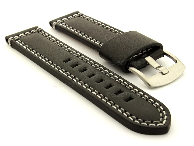 (image for) Genuine Leather Watch Strap Valentin Black 22mm