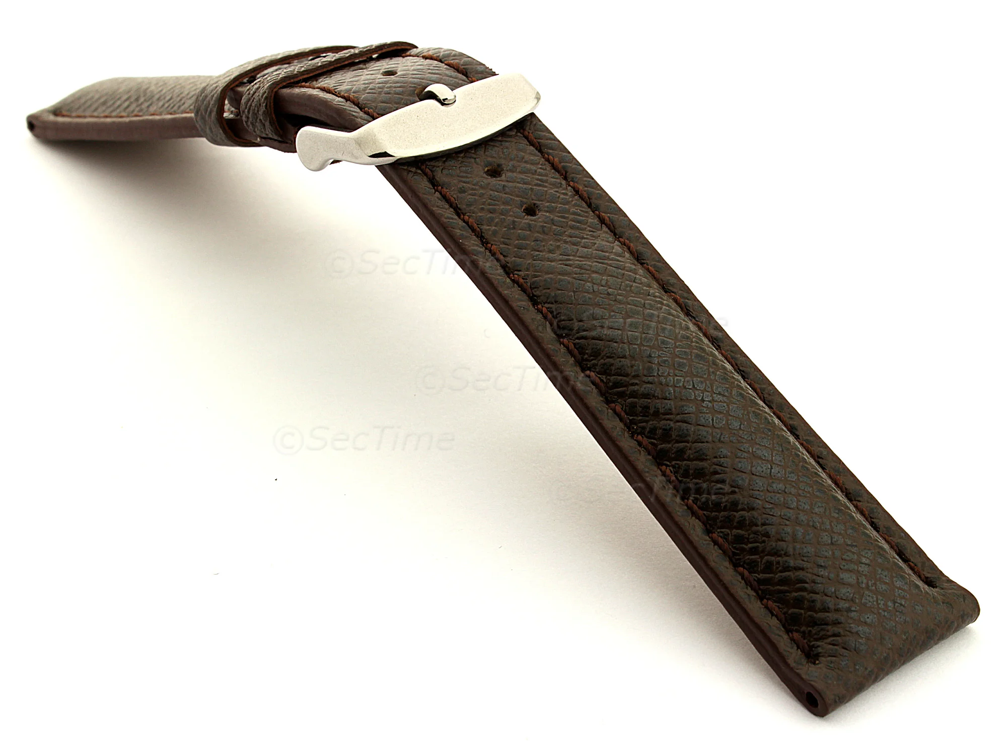 (image for) Cross Taiga Pattern Leather Watch Strap Vega Dark Brown / Brown 18mm