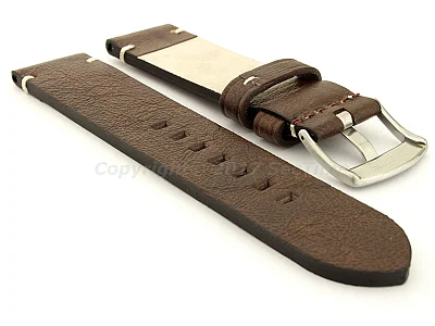(image for) Genuine Leather Watch Strap Vintage Paris Dark Brown 22mm (1)