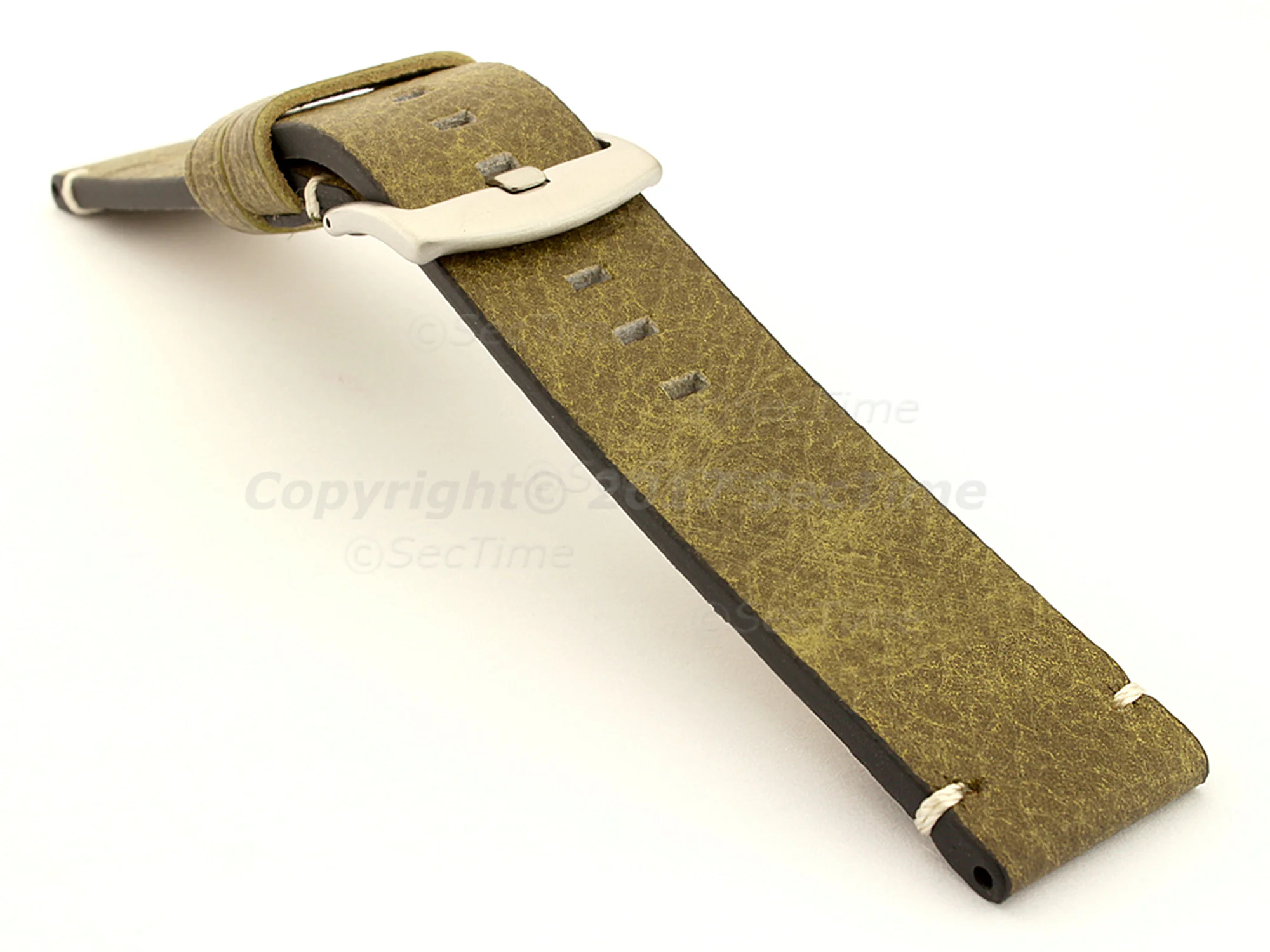 (image for) Genuine Leather Watch Strap Vintage Paris Green 22mm (2)