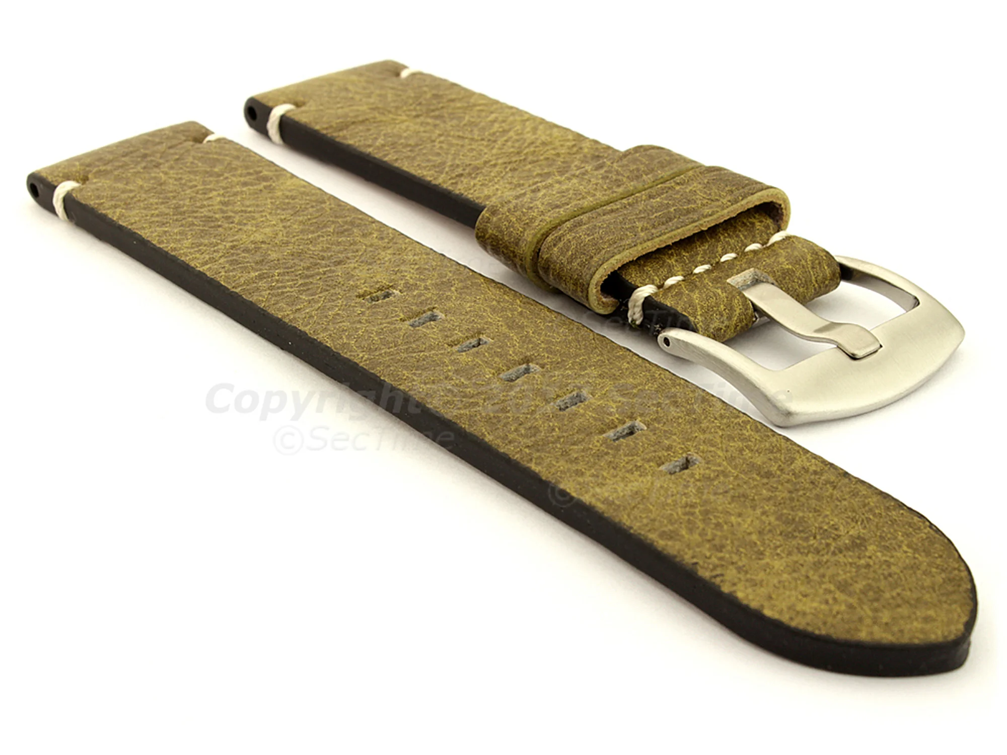 (image for) Genuine Leather Watch Strap Vintage Paris Green 22mm