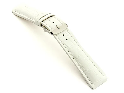 (image for) Leather Watch Strap VIP - Alligator Grain White 22mm (1)
