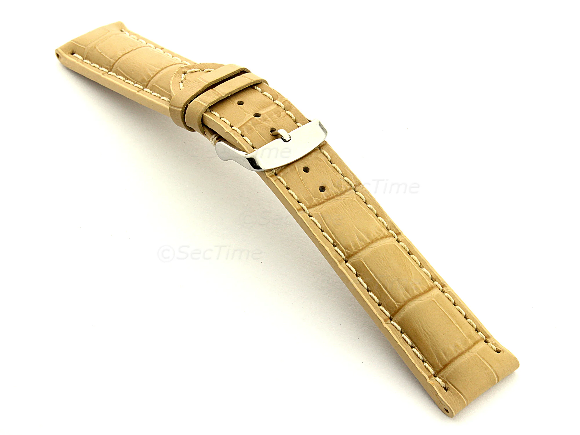 (image for) Leather Watch Strap VIP - Alligator Grain Dark Cream 18mm (1)
