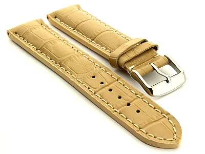 (image for) Leather Watch Strap VIP - Alligator Grain Dark Cream 18mm