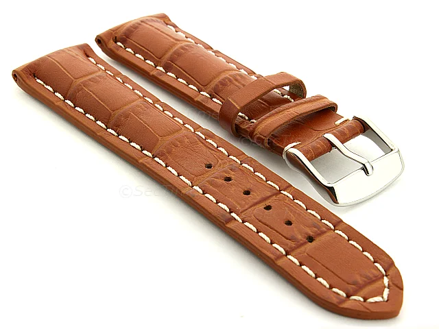 (image for) Leather Watch Strap VIP - Alligator Grain Brown 18mm
