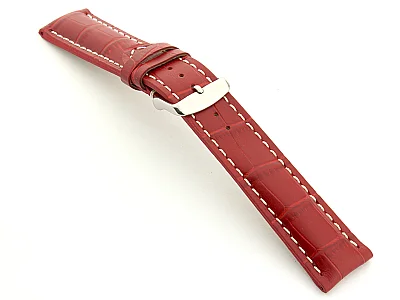 (image for) Leather Watch Strap VIP - Alligator Grain Red 18mm (1)