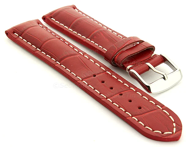 (image for) Leather Watch Strap VIP - Alligator Grain Red 18mm