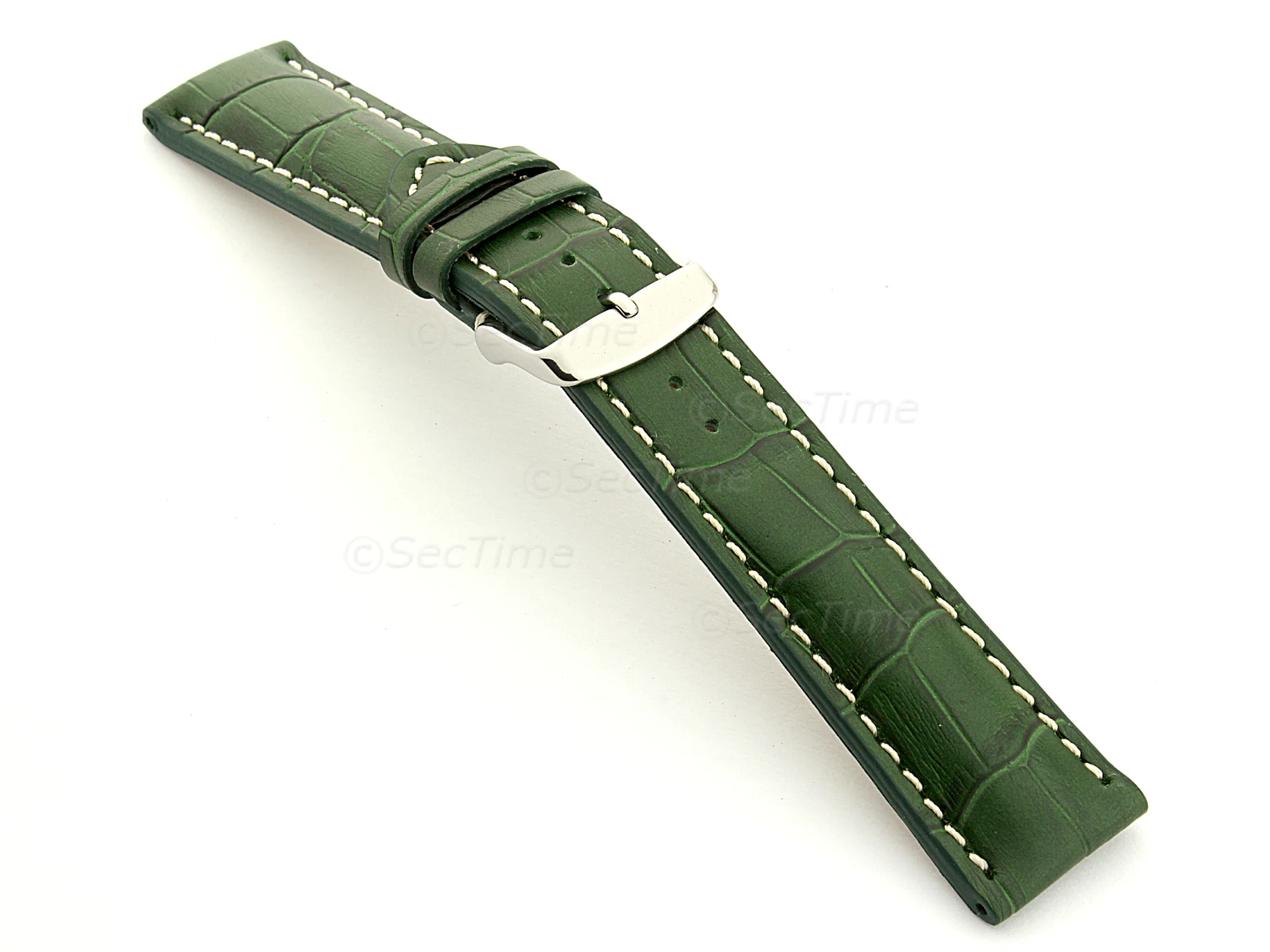 (image for) Leather Watch Strap VIP - Alligator Grain Green 18mm (1)