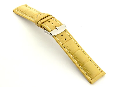 (image for) Leather Watch Strap VIP - Alligator Grain Yellow 18mm (1)