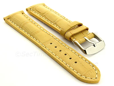 (image for) Leather Watch Strap VIP - Alligator Grain Yellow 24mm