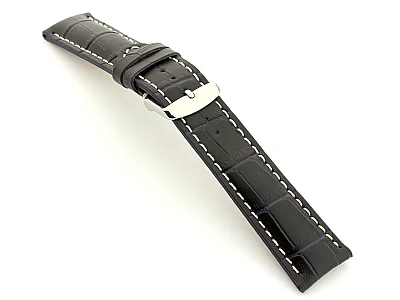 (image for) Leather Watch Strap VIP - Alligator Grain Night Blue 22mm (1)