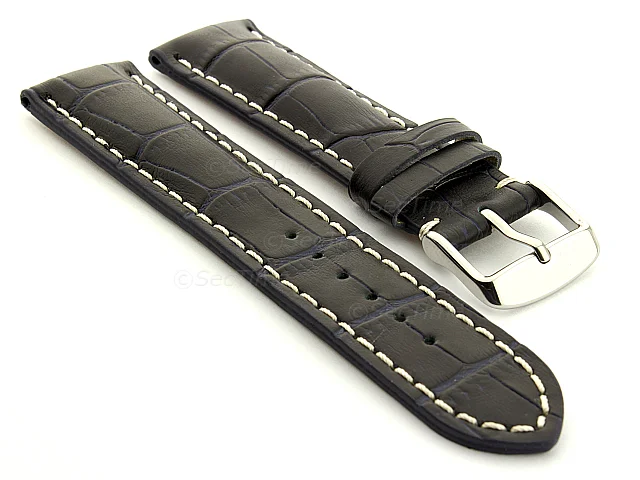 (image for) Leather Watch Strap VIP - Alligator Grain Night Blue 22mm