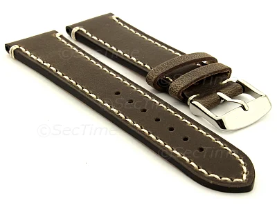 (image for) Genuine Leather Watch Strap Band Vito Dark Brown 28mm