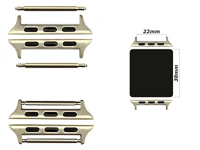 (image for) Watch Strap Adapters for Apple Watch 38mm - SS. Silver Brushed, Spring Bar, 22mm (1)