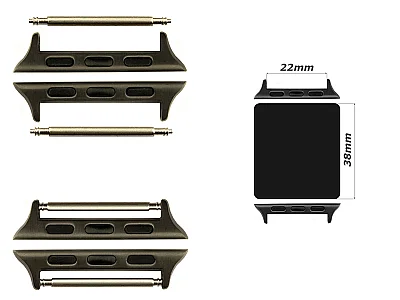 (image for) Watch Strap Adapters for Apple Watch 38mm - SS. Black Brushed, Spring Bar, 22mm (1)