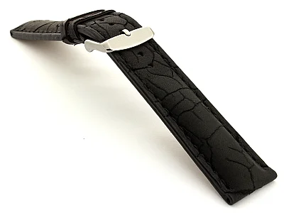 (image for) Cracked Leather Watch Strap Waterfall Black 18mm (1)