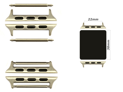 Watch Strap Adapters for Apple Watch 38mm - SS. Silver Brushed, Spring Bar, 22mm