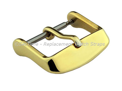 Polished Yellow Gold-Coloured Stainless Steel Standard Watch Strap Buckle 16mm