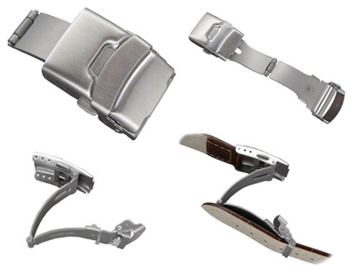 Brushed Silver-Coloured Stainless Steel Watch Strap Deployment Clasp 22mm