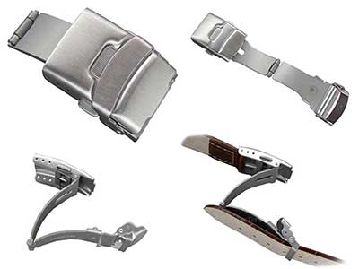 Brushed Silver-Coloured Titanium Watch Strap Deployment Clasp 18mm