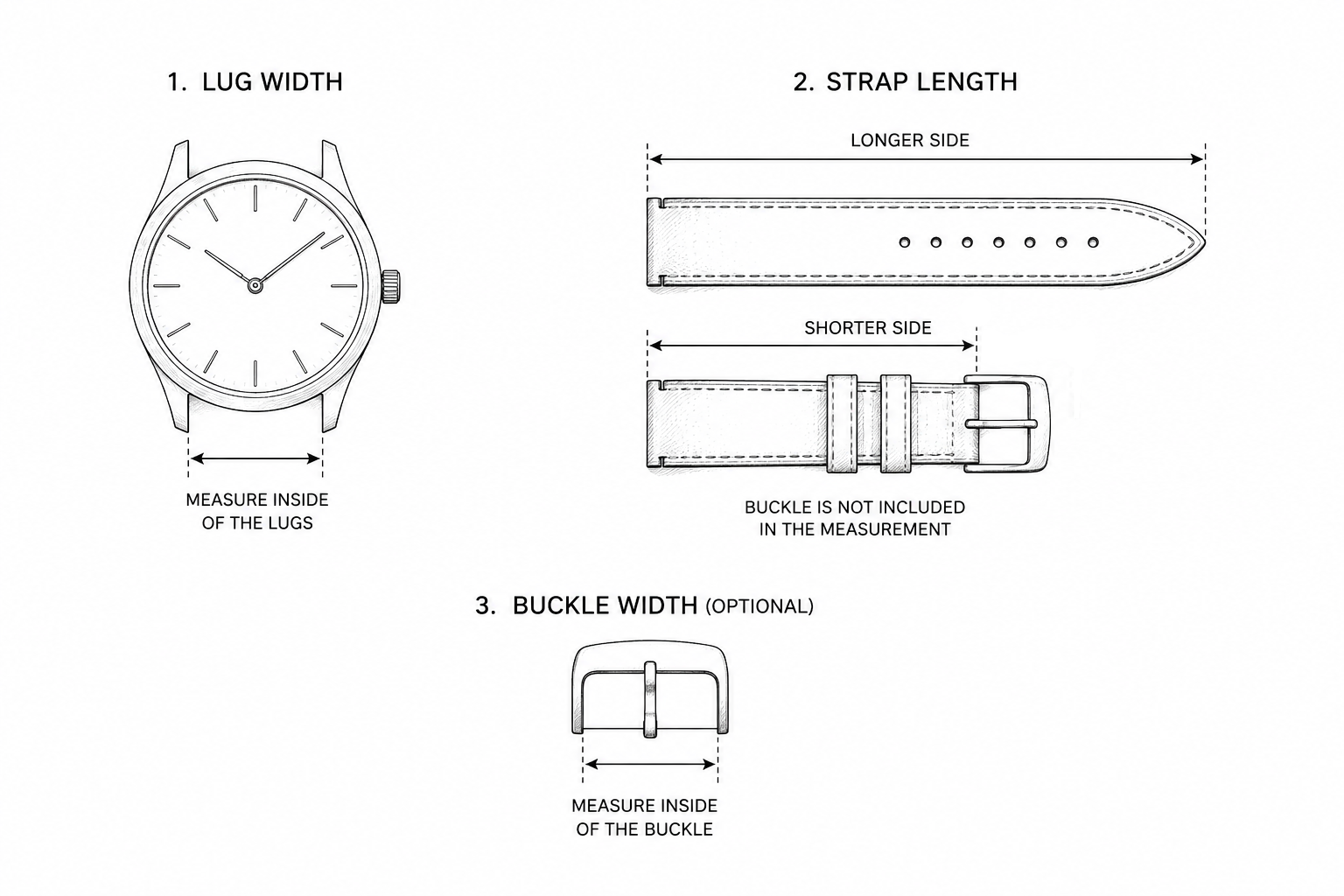 Classic watch strap measurement diagram
