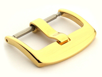 Polished Yellow Gold-Coloured Stainless Steel Watch Strap Buckle BRD 24mm