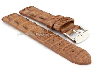 Genuine Alligator Leather Watch Strap FLORIDA Brown 22mm