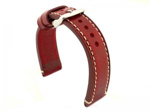 Genuine Leather WATCH STRAP Catalonia WAXED LINING Red/White 18mm